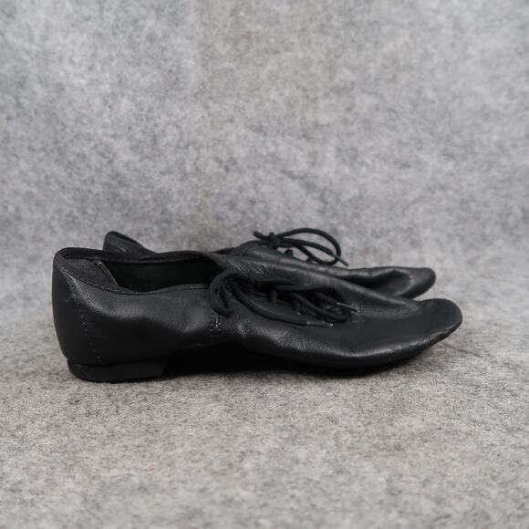 Leo's Dancewear Shoes Women 5.5 Jazz Soft Split Sole Leather Lace Up Dance Black - Picture 1 of 13